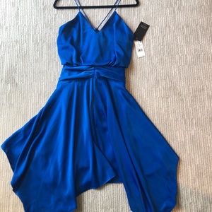 Aidan mattox blue midi dress